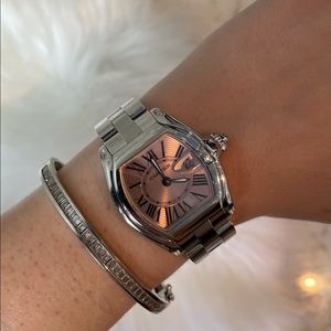 .925 Sterling CZ Baguette Hinged Bracelet Cuff